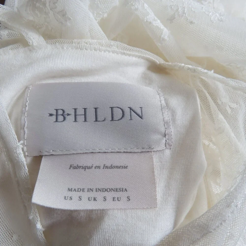 BHLDN Bailee White Lace Ruched Stretch Bodycon Dress Romantic Wedding Size S - Picture 14 of 14